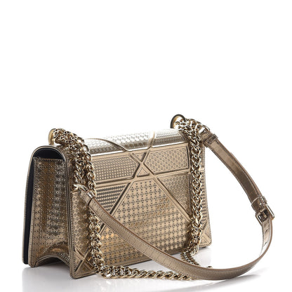 Christian Dior Metallic Patent Micro-Cannage Medium Diorama Flap Bag Gold 3 of 9