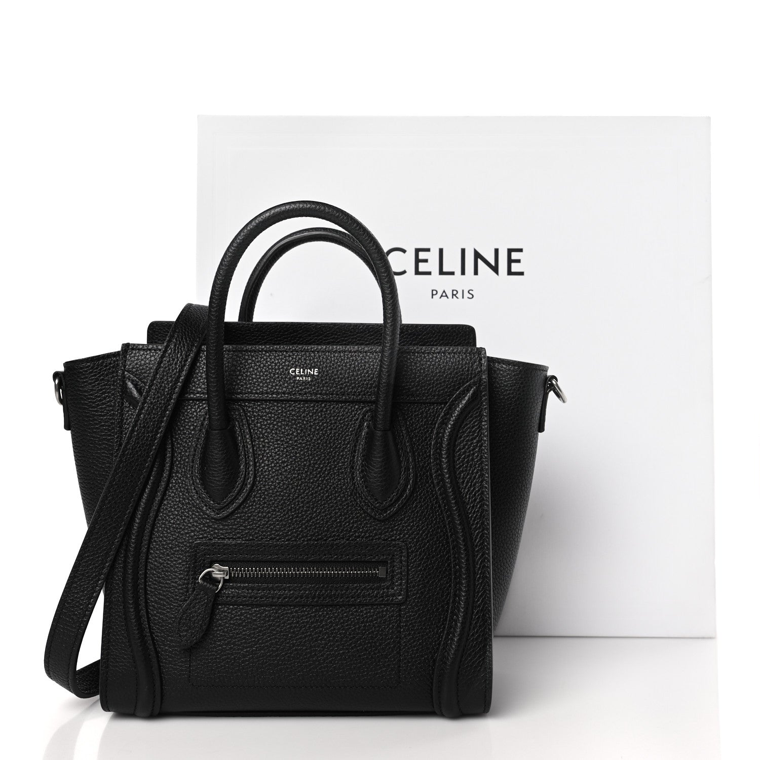 Celine Drummed Calfskin Nano Luggage Black 10 of 10