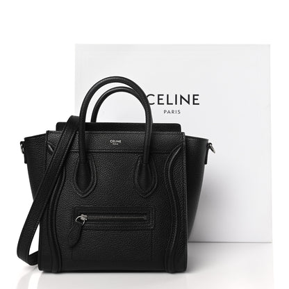 Celine Drummed Calfskin Nano Luggage Black 10 of 10
