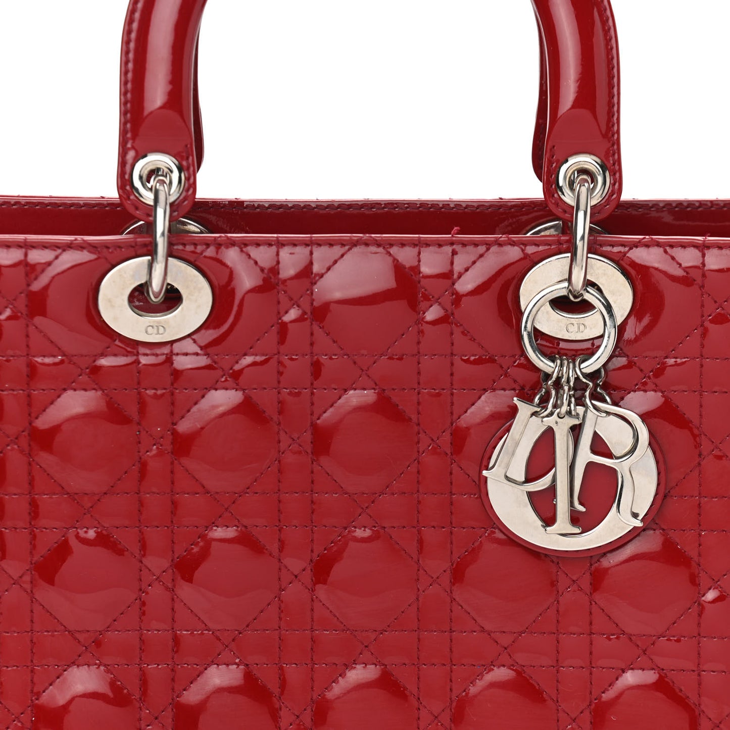 Patent Cannage Large Lady Dior Red