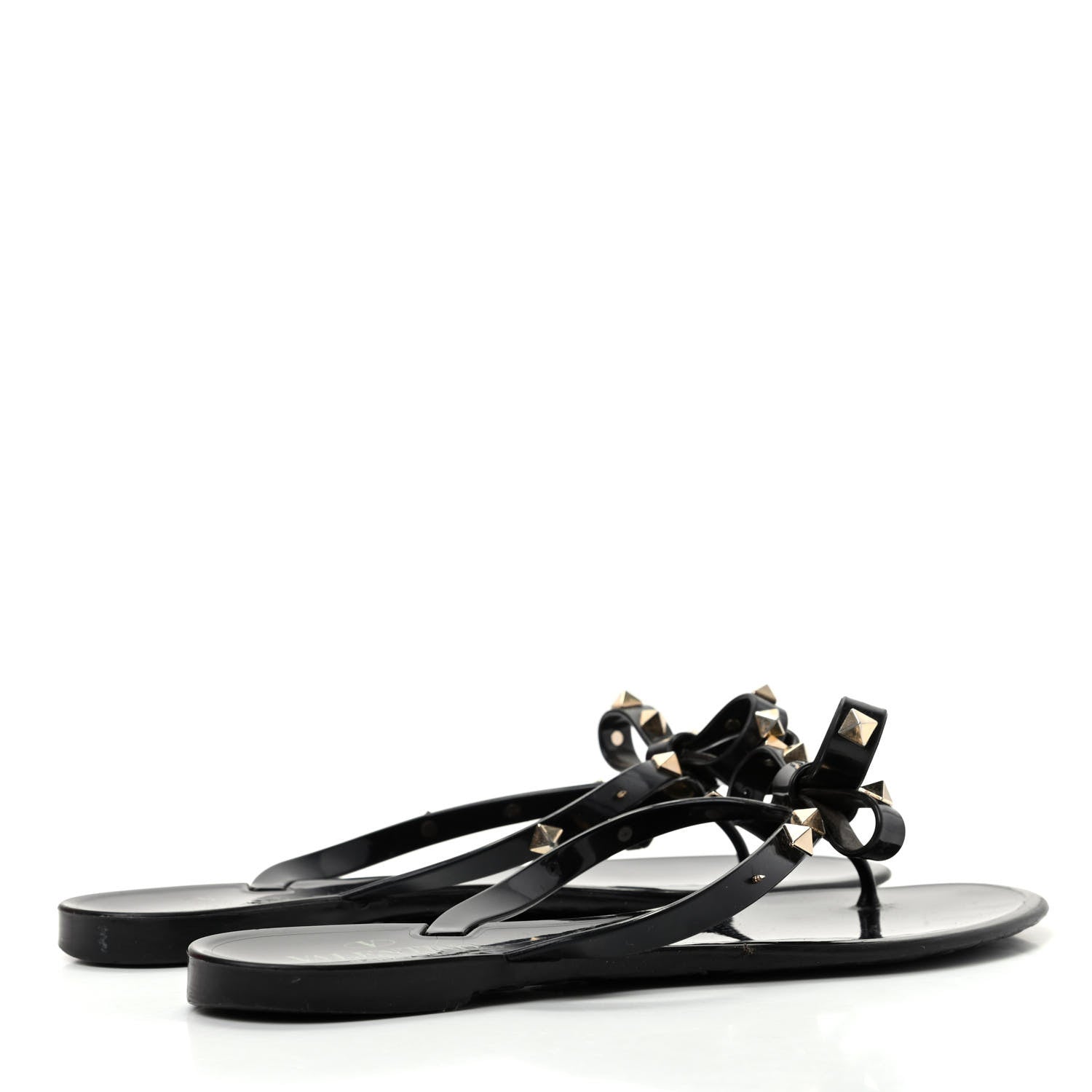 Valentino Garavani PVC Jelly Rockstud Bow Thong Sandals 39 Black 4 of 11
