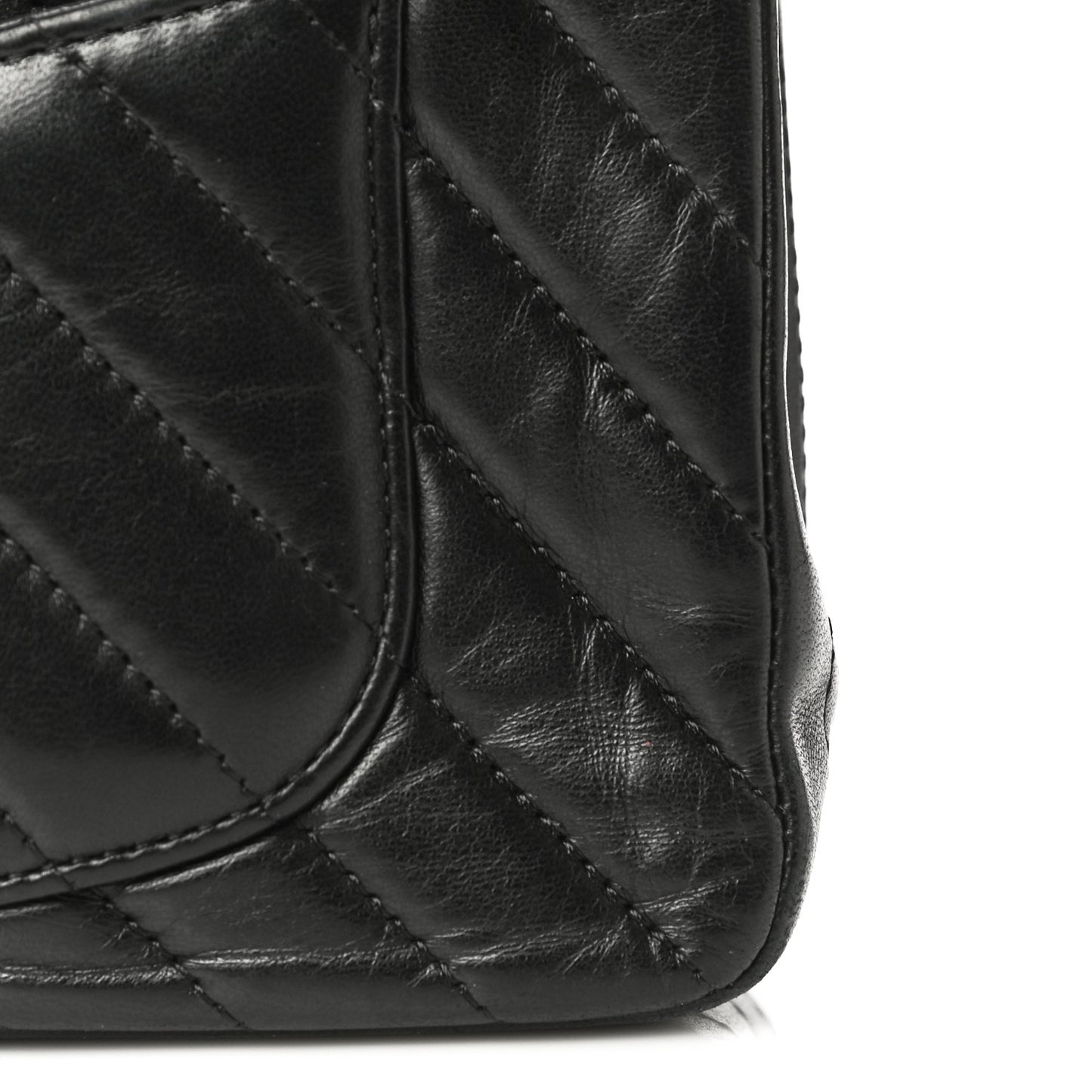 Lambskin Chevron Quilted Mini Rectangular Flap So Black