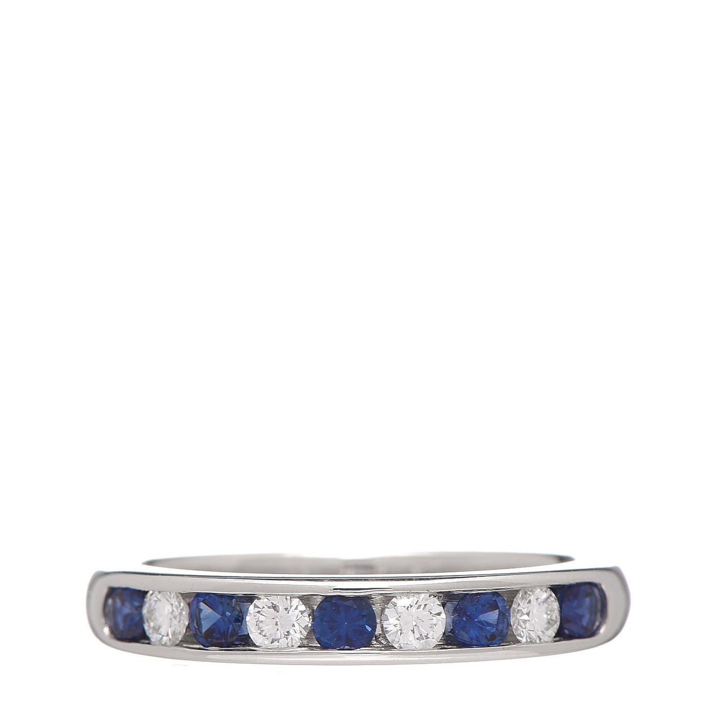 Platinum Diamond Sapphire 3mm Band Ring 48 4.5