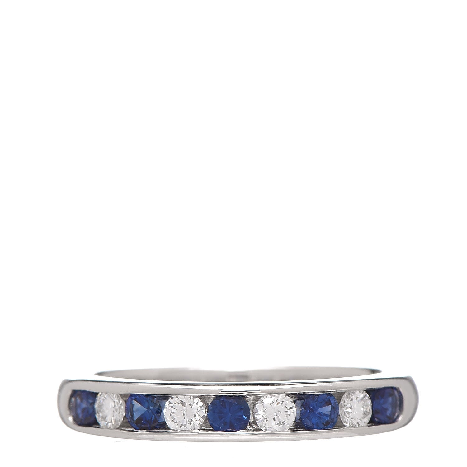 Tiffany Platinum Diamond Sapphire 3mm Band Ring 48 4.5 1 of 5