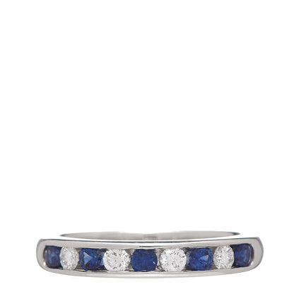 Tiffany Platinum Diamond Sapphire 3mm Band Ring 48 4.5 1 of 5