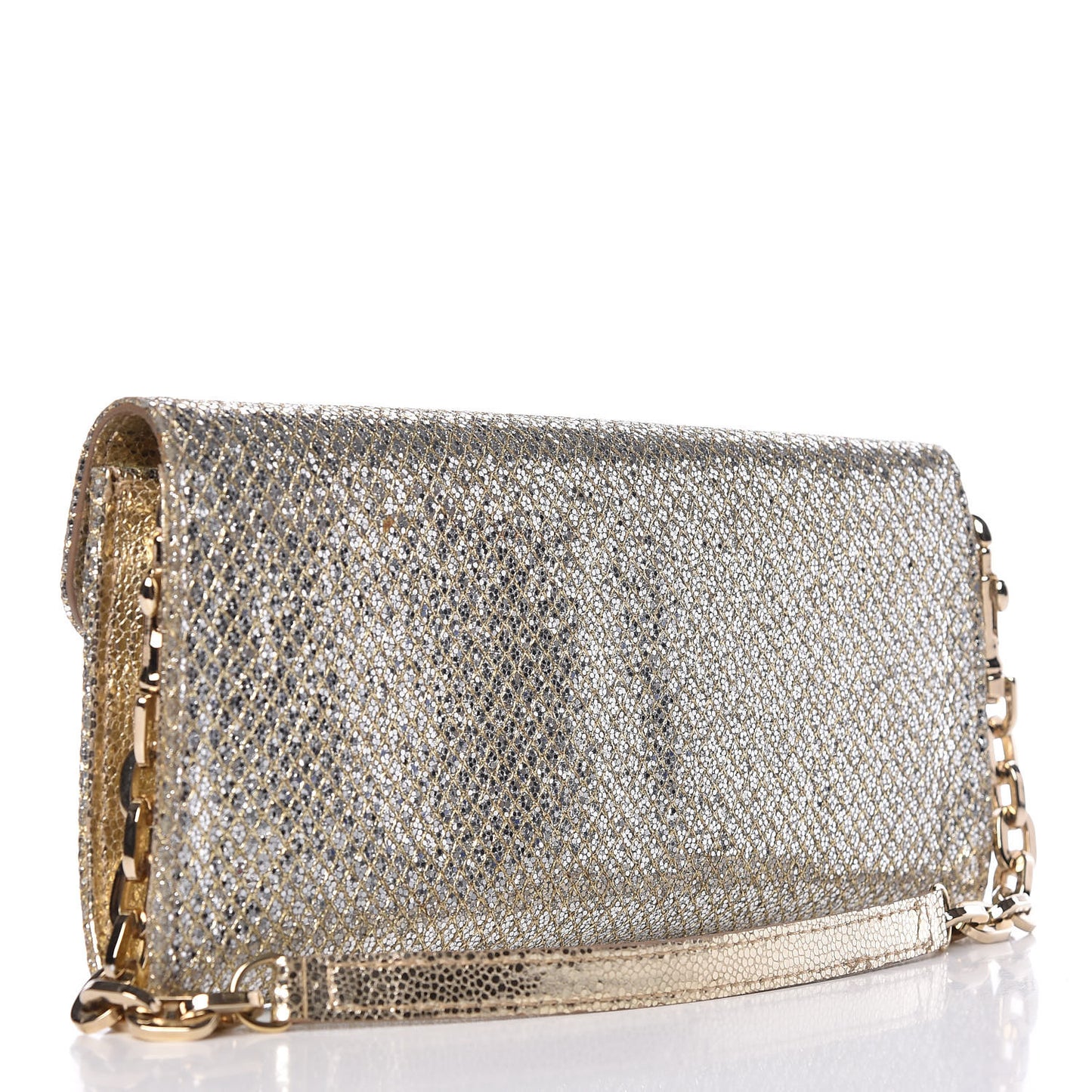Glitter Fabric Large Riane Clutch Champagne