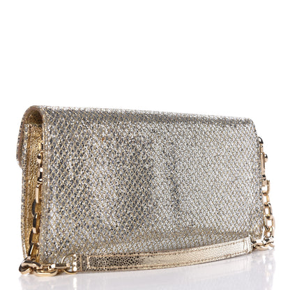 Jimmy Choo Glitter Fabric Large Riane Clutch Champagne 3 of 11
