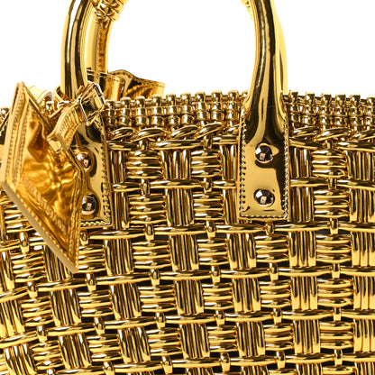 Balenciaga Metallic Patent Calfskin Braided XS Bistro Basket Gold 9 of 11