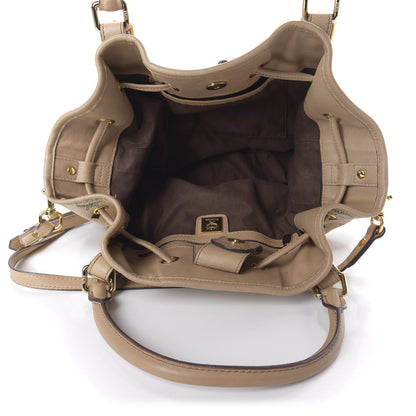 MCM Visetos Studded Drawstring Bucket Bag Beige 5 of 14