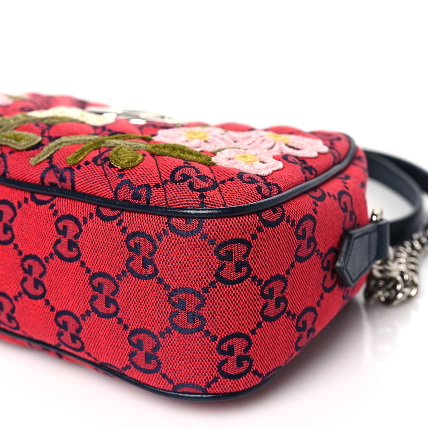Monogram Multicolor Matelasse Diagonal Floral Embroidered Small GG Marmont Chain Shoulder Bag Red Blue Multicolor