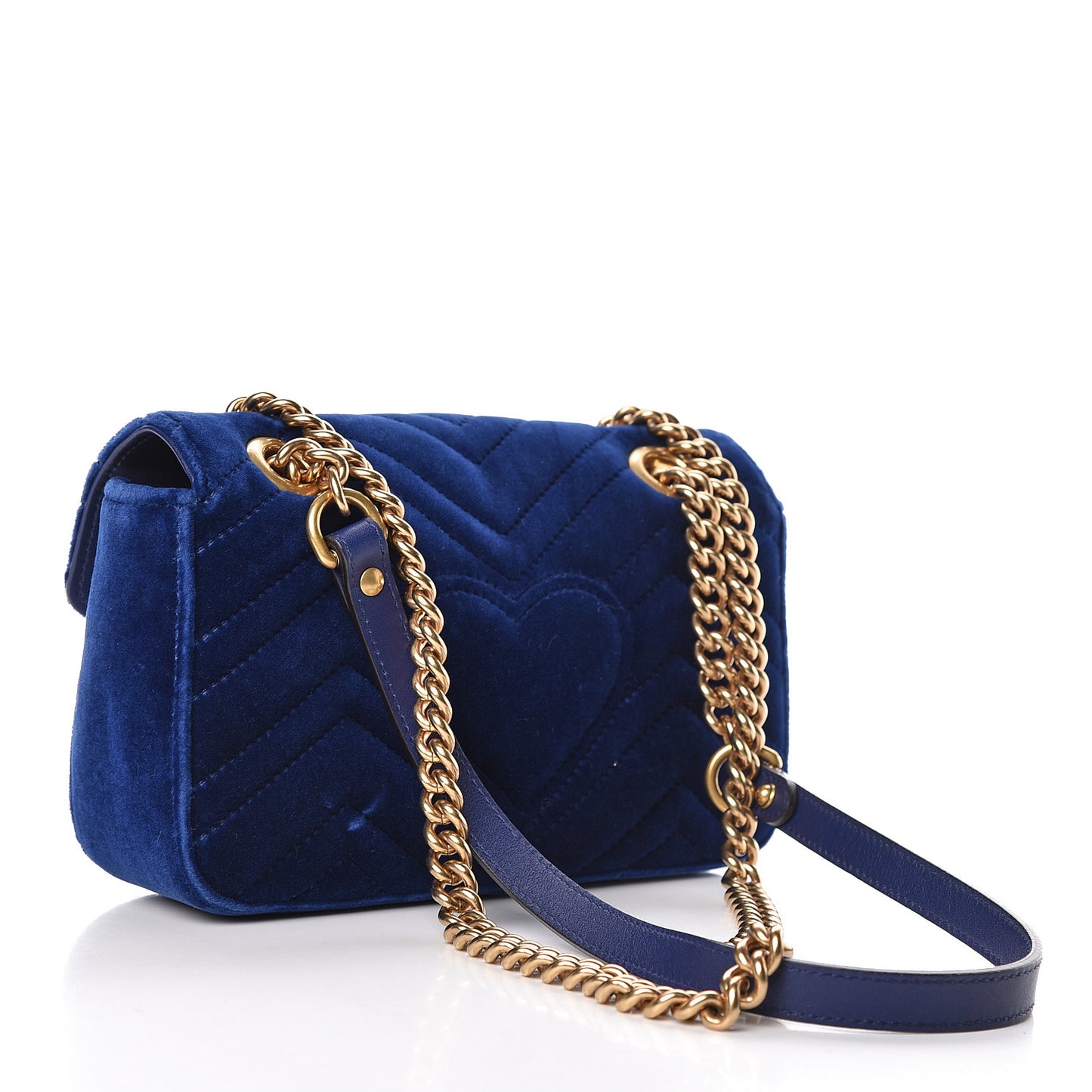 Velvet Matelasse Mini GG Marmont Shoulder Bag Cobalt Blue