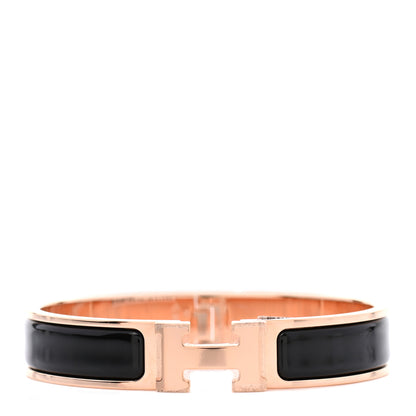 Hermes Enamel Narrow Clic Clac H Bracelet GM Black 1 of 5