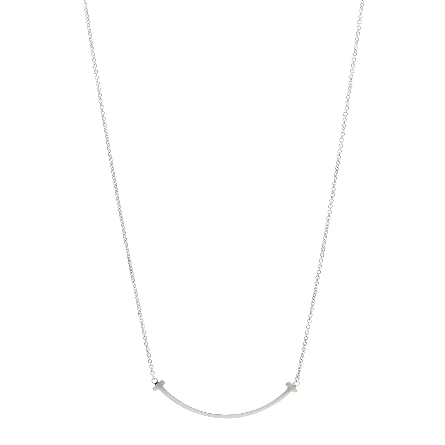 Tiffany Sterling Silver Small T Smile Pendant Necklace 1 of 6