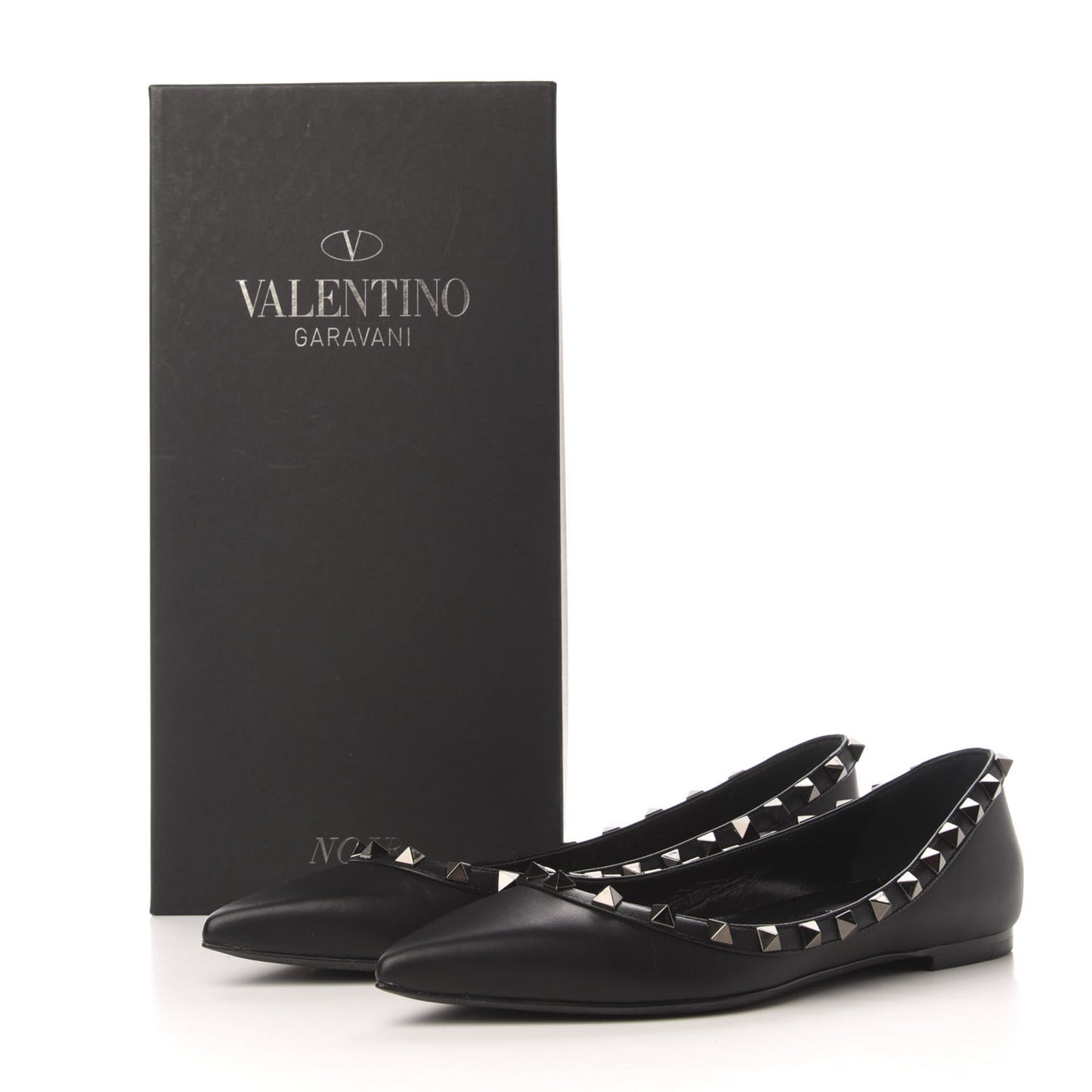 Nappa Rockstud Ballerina Flats 37 Black