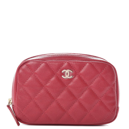 Chanel Caviar Quilted Small Curvy Pouch Cosmetic Case Dark Pink 1 of 10