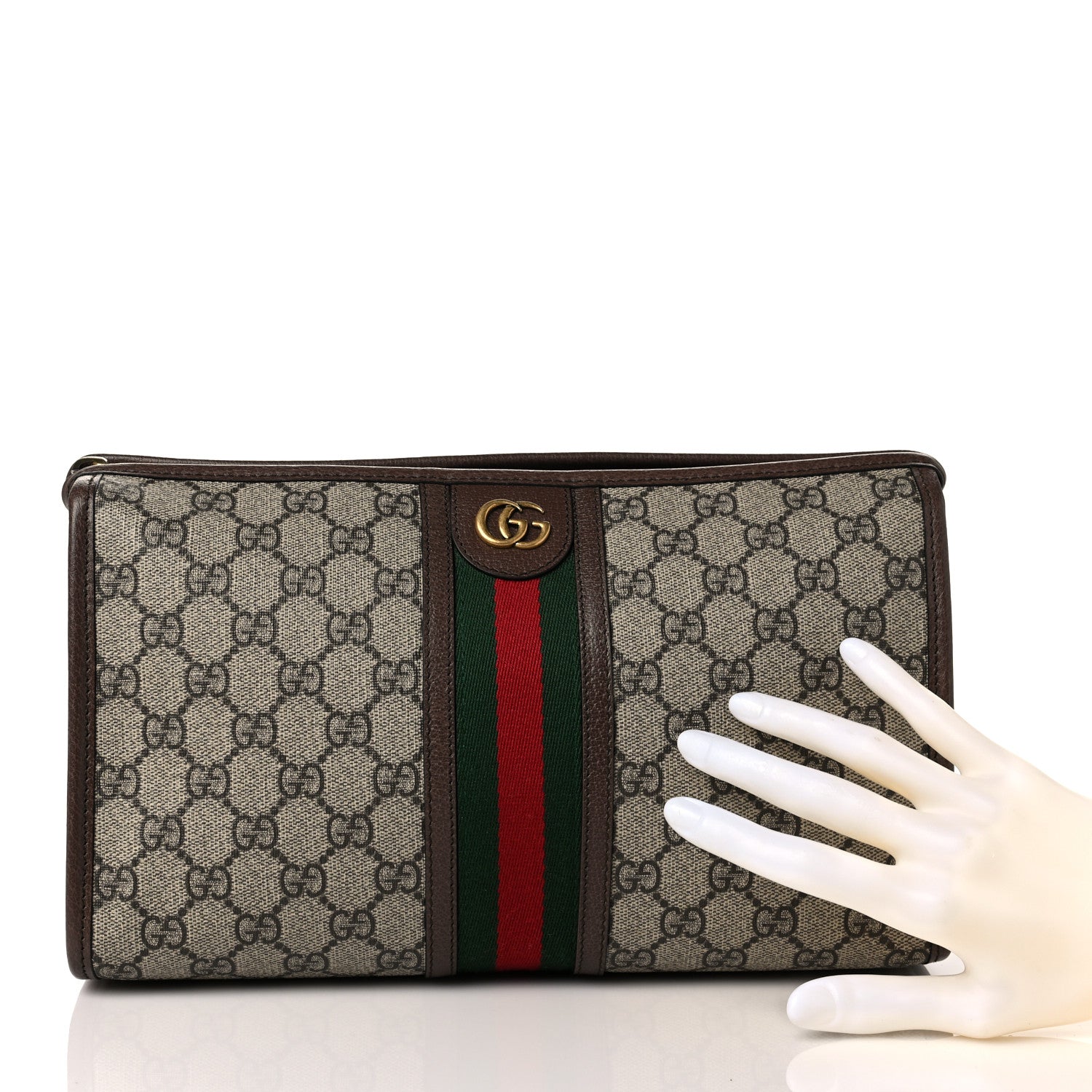 Gucci GG Supreme Monogram Web Toiletry Case Brown 2 of 10
