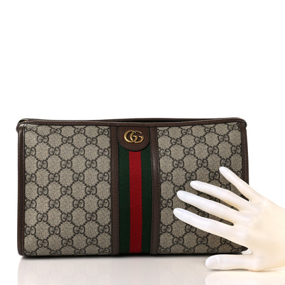 Gucci GG Supreme Monogram Web Toiletry Case Brown 2 of 10