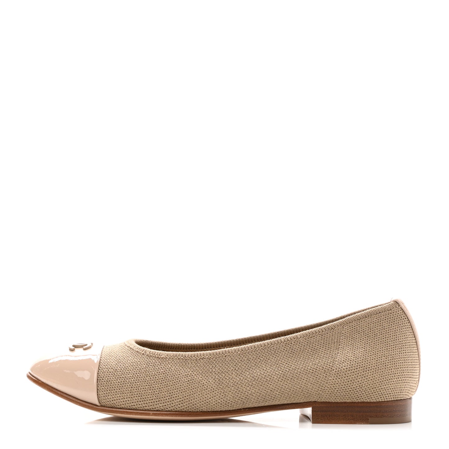 Fabric Patent CC Cap Toe Ballerina Flats 36.5 Beige