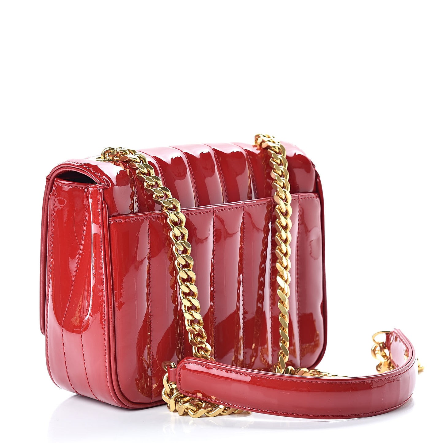 Patent Matelasse Monogram Small Vicky Chain Bag Red