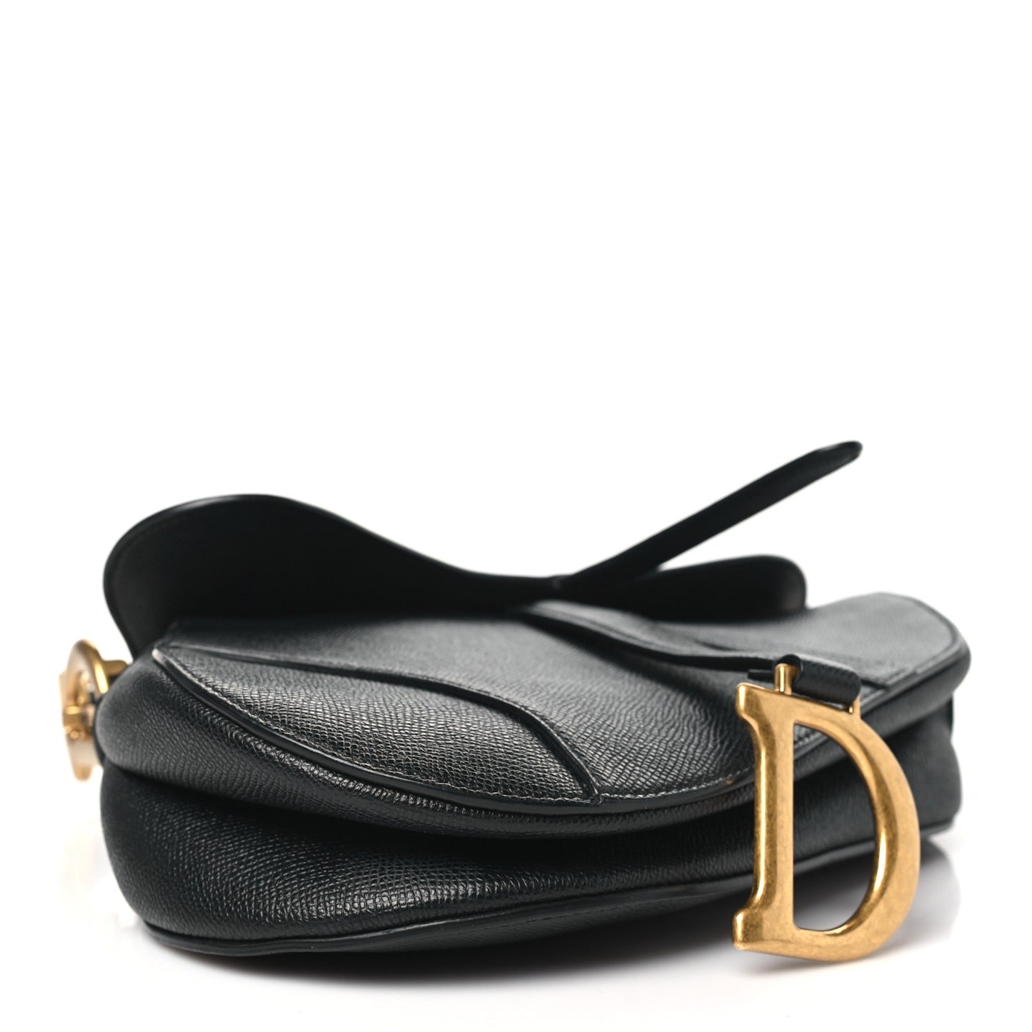 Grained Calfskin Saddle Bag Black