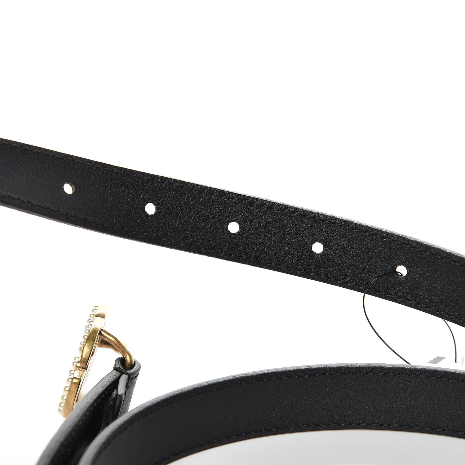 Gucci Calfskin Pearl Double G 20mm Belt 95 38 Black Cream 4 of 6