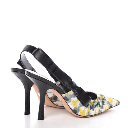 Christian Dior Embroidered Calfskin Beaded Sweet D Sling-Back Pumps 39.5 Dusty Jade 4 of 10