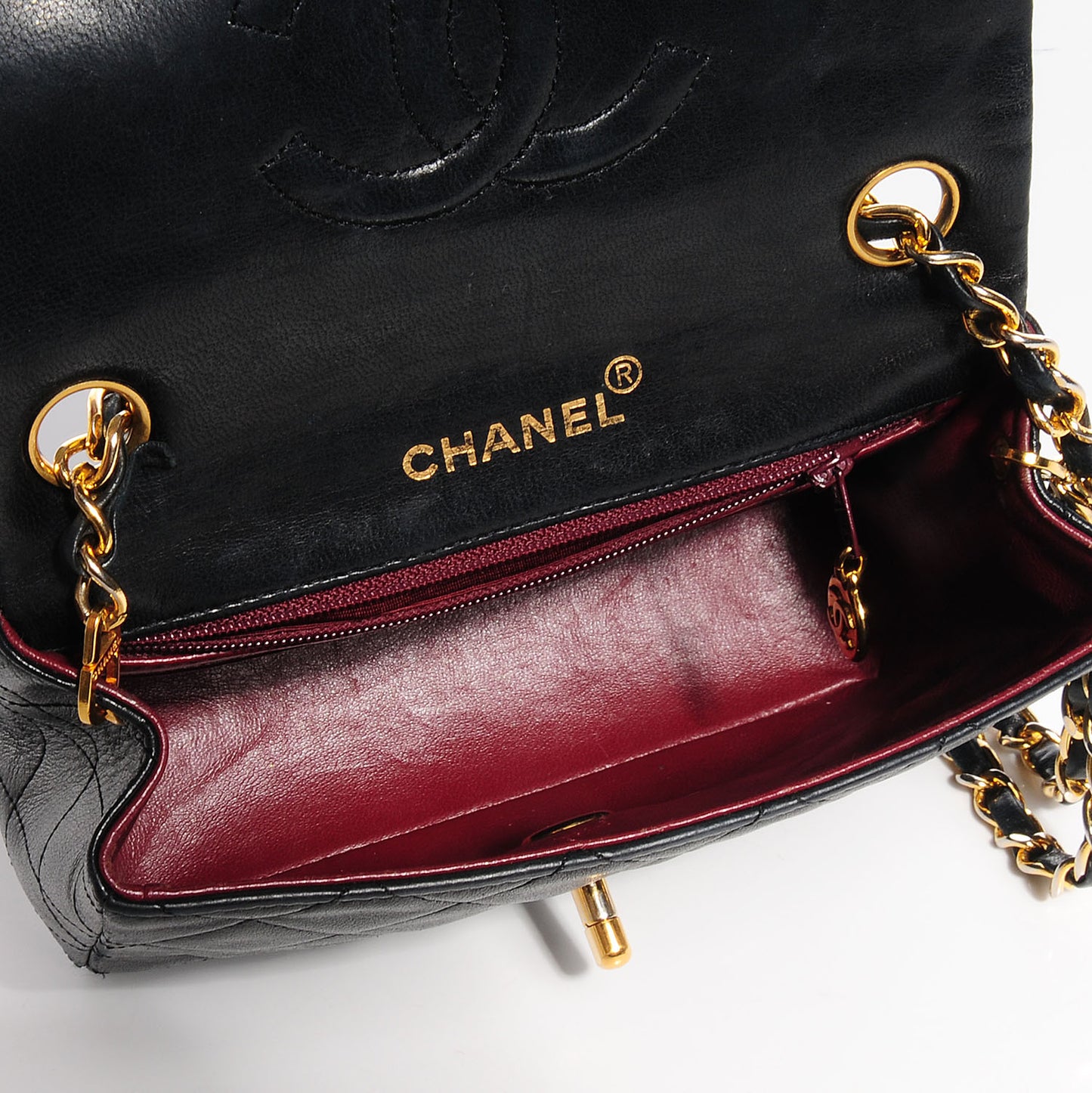 Lambskin Quilted Mini Square Flap Black