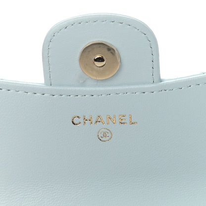 Chanel Lambskin Quilted Top Handle Flap Coin Purse With Chain Light Blue 6 of 10