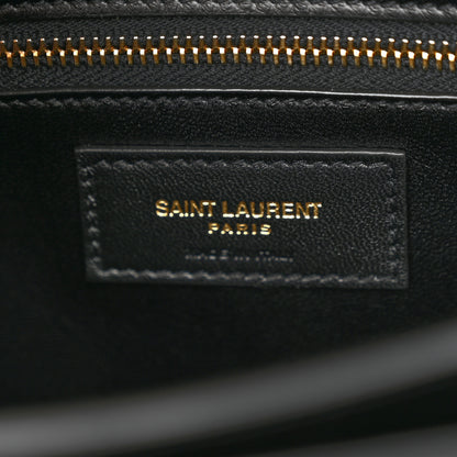 Saint Laurent Calfskin Crocodile Embossed Gaby Satchel Black 6 of 11