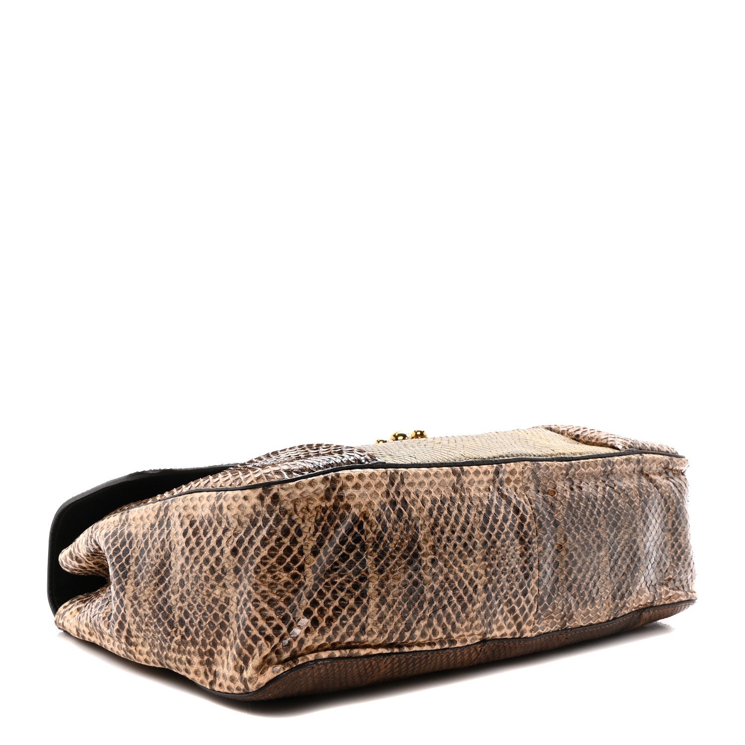 Chloe Snakeskin Jumbo Elsie Chain Shoulder Bag Brown Green 4 of 9