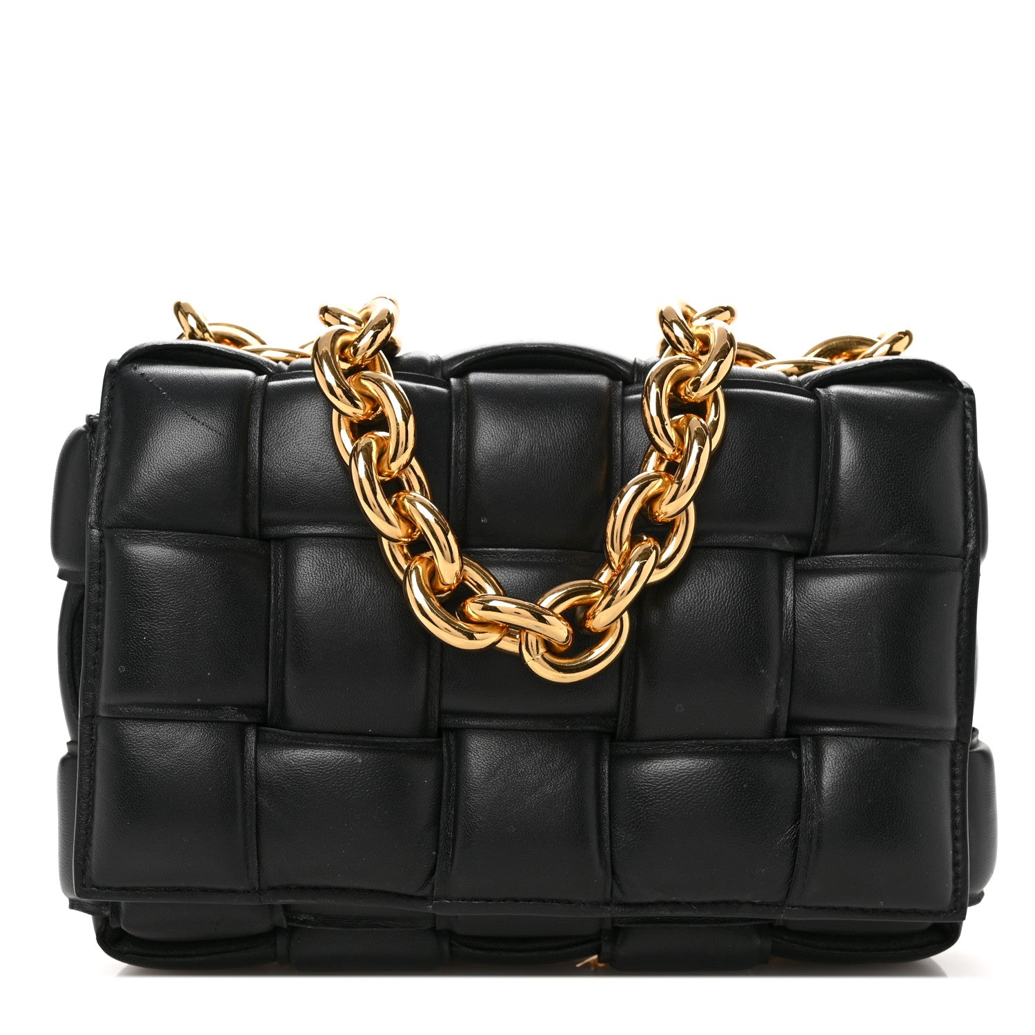 Bottega Veneta Lambskin Maxi Intreccio Padded Chain Cassette Crossbody Bag Black 1 of 11