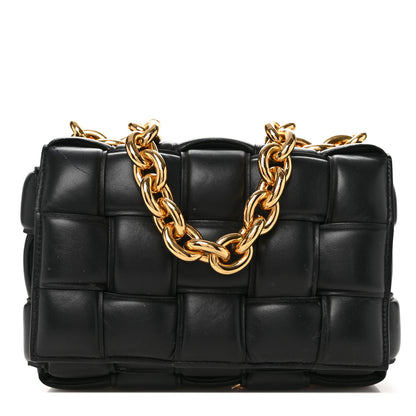 Bottega Veneta Lambskin Maxi Intreccio Padded Chain Cassette Crossbody Bag Black 1 of 11