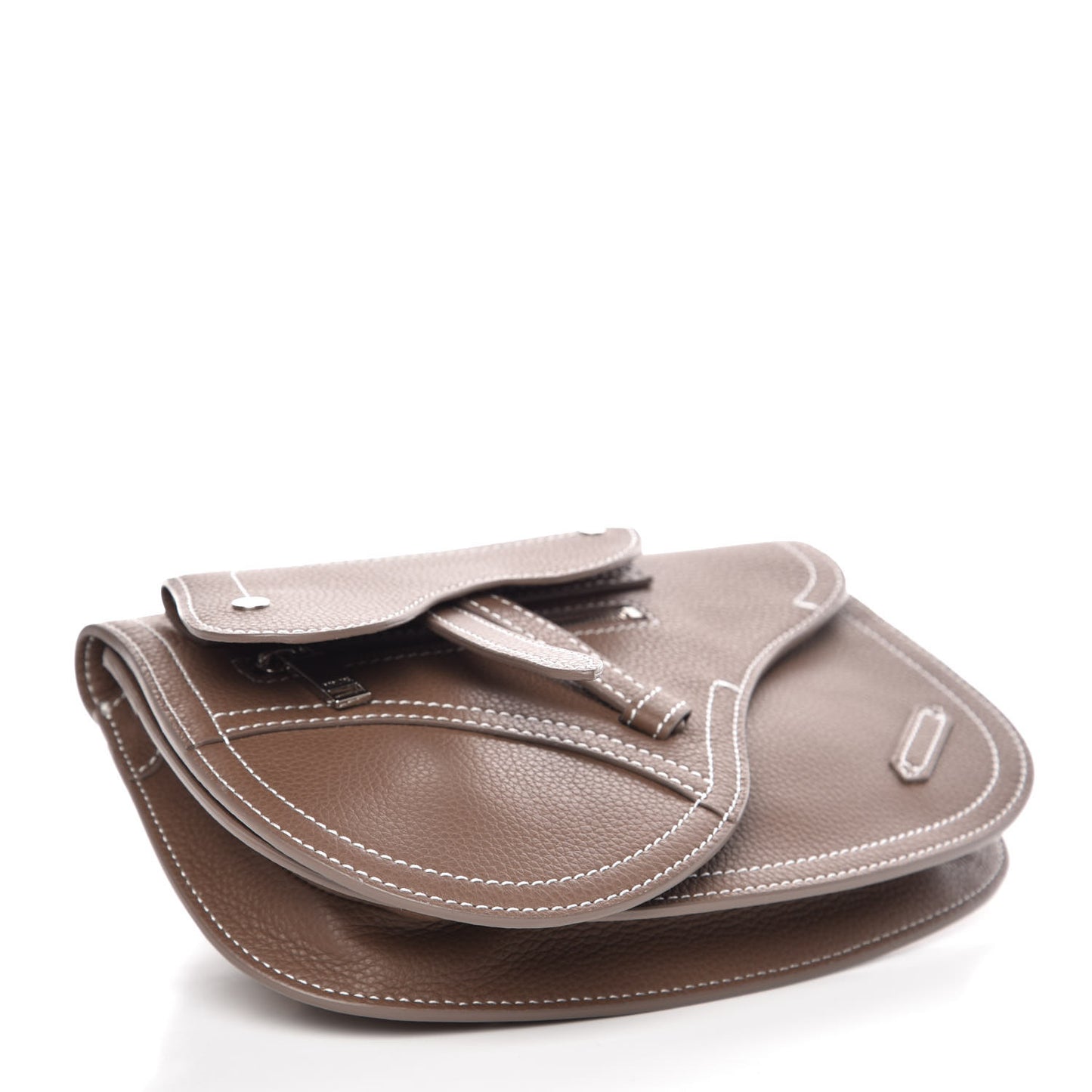 X KAWS Grained Calfskin Saddle Pouch Marron Multicolor