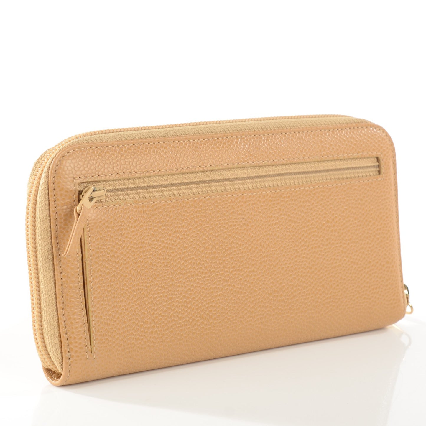Caviar Large Timeless CC Zip Around Wallet Beige