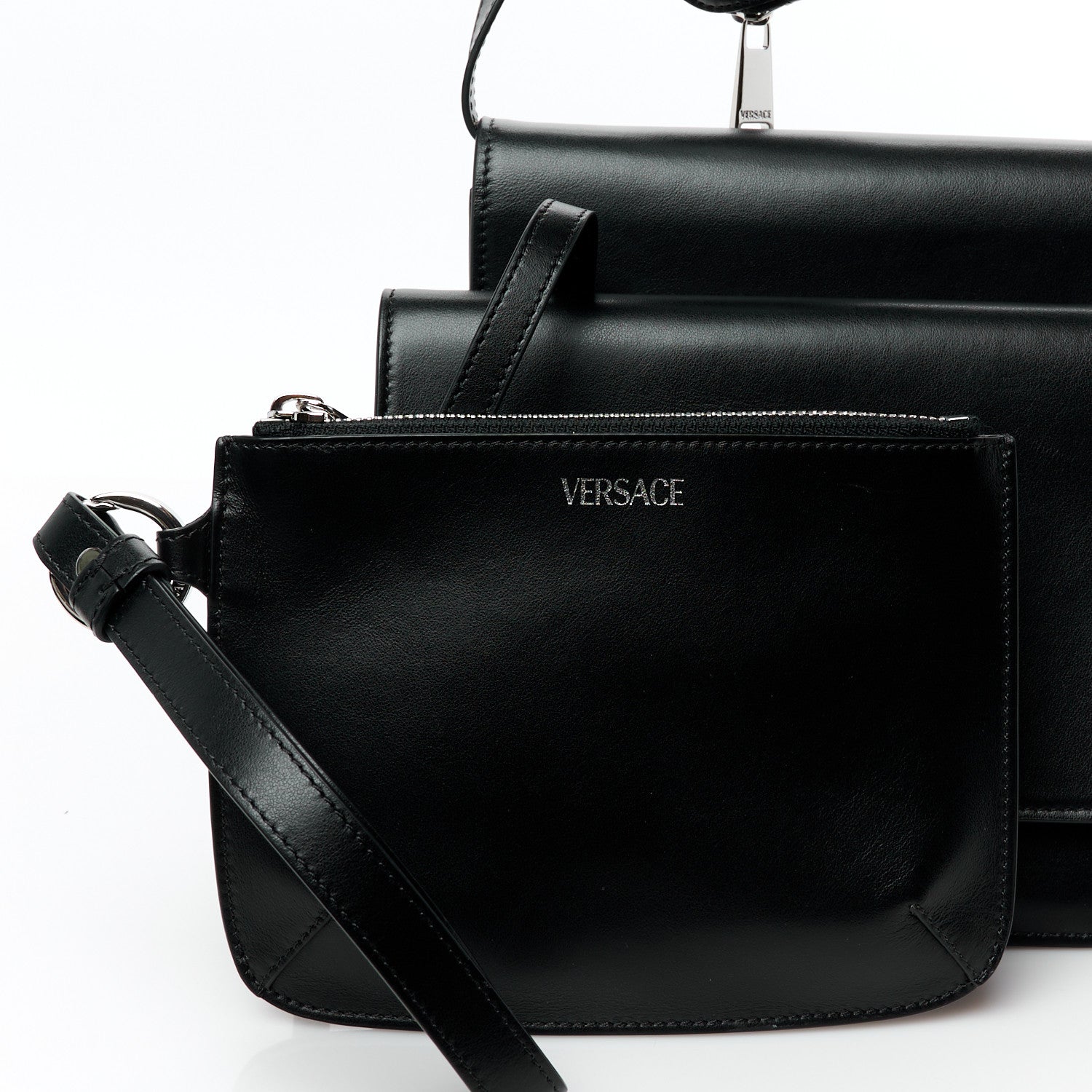 Versace Calfskin Cargo Modular Messenger Bag Black 15 of 22