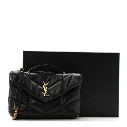 Saint Laurent Lambskin Quilted Toy Loulou Puffer Monogram Chain Satchel Black 13 of 13