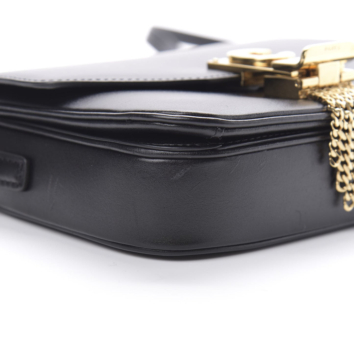 Shiny Calfskin Small C Bag Black