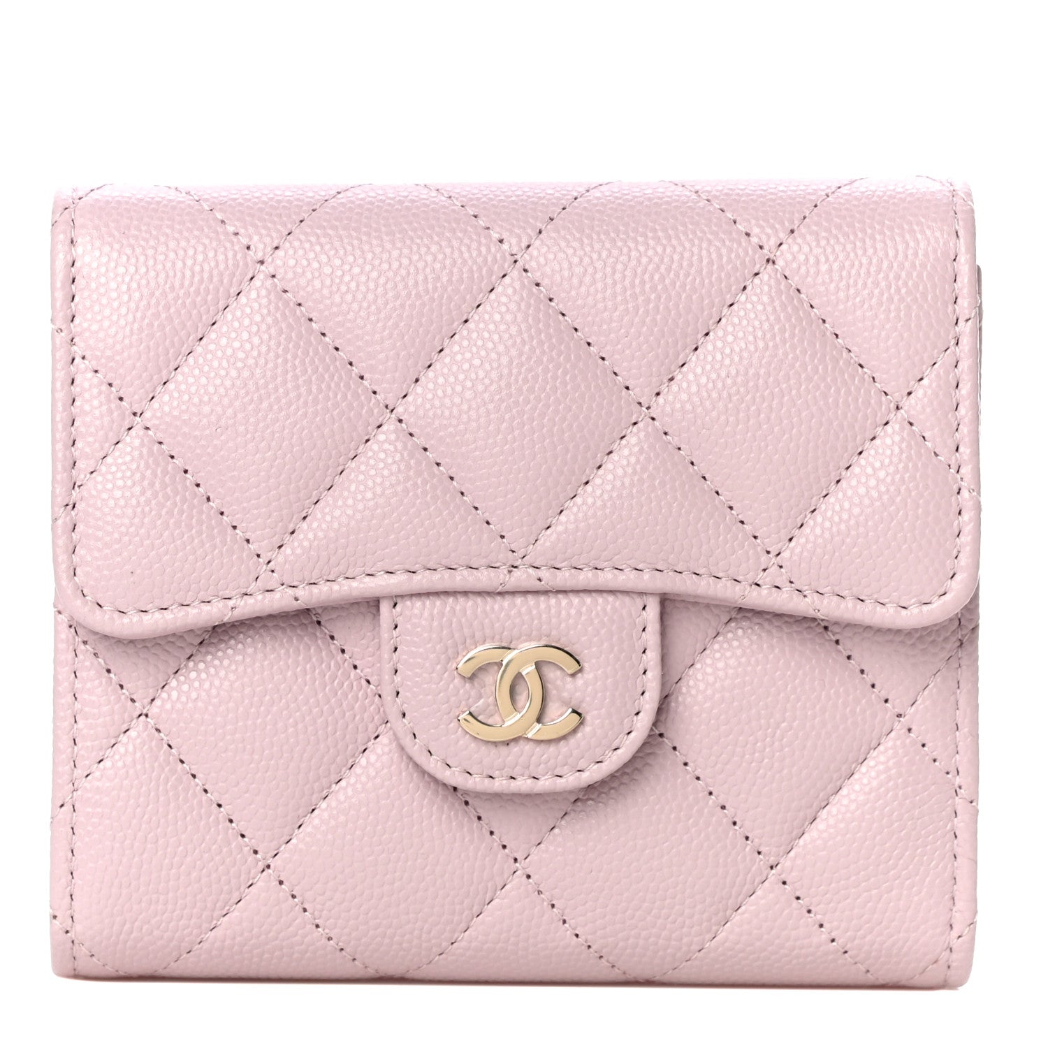 Chanel Caviar Quilted Compact Flap Wallet Light Pink 1 of 12