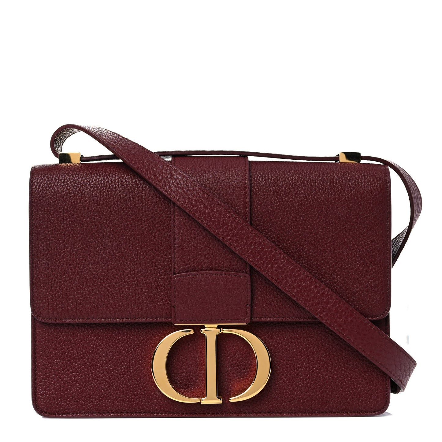 Grained Calfskin 30 Montaigne Flap Bag Red Brick