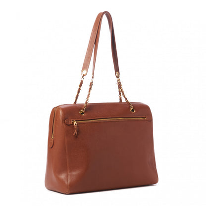 Chanel Caviar Large CC Shoulder Bag Light Brown 3 of 12