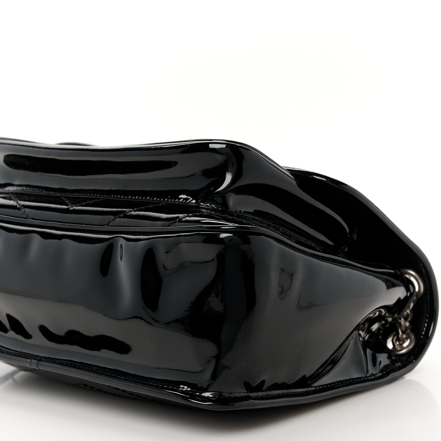 Patent Matelasse Monogram Medium Niki Chain Satchel Black