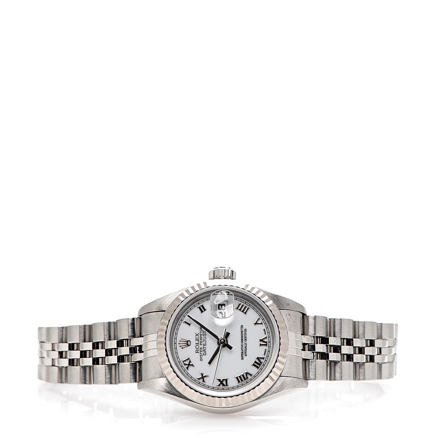 Rolex Stainless Steel 18K White Gold 26mm Oyster Perpetual Datejust Watch White Roman 69174 2 of 7