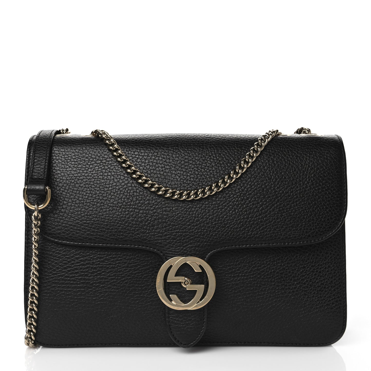 Dollar Calfskin Interlocking G Shoulder Bag Black