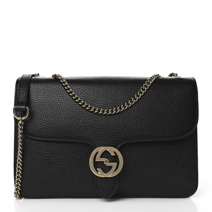 Gucci Dollar Calfskin Interlocking G Shoulder Bag Black 1 of 12