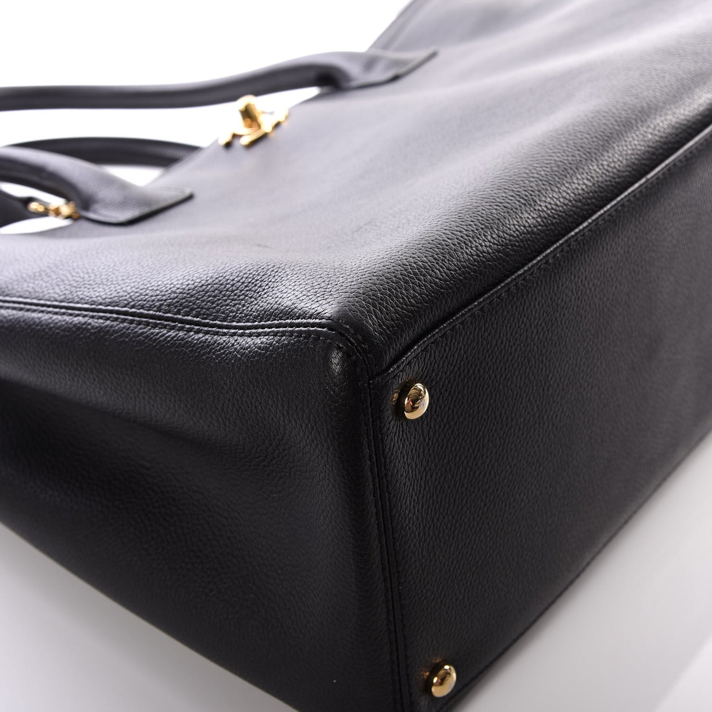 Calfskin Cerf Executive Shopper Tote Black