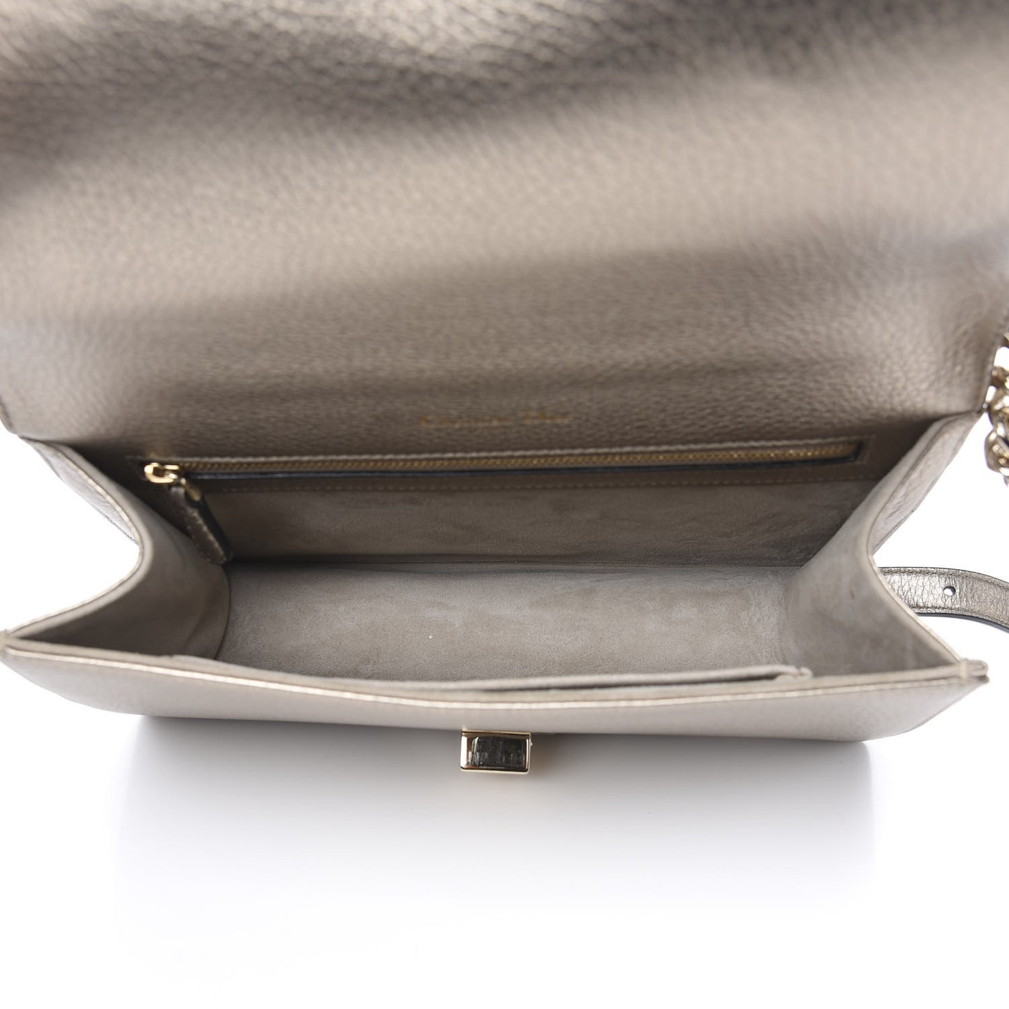 Metallic Grained Calfskin Medium Diorama Flap Bag Pale Gold