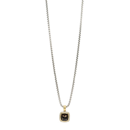 David Yurman Sterling Silver 18K Yellow Gold Diamond Smoky Quartz 14mm Albion Pendant Necklace 1 of 5