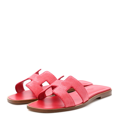 Hermes Lizard Oran Sandals 36 Pavot 3 of 8