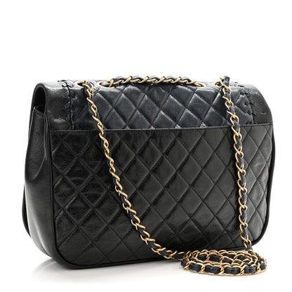 Chanel Lambskin Braided Flap Navy Black 3 of 10