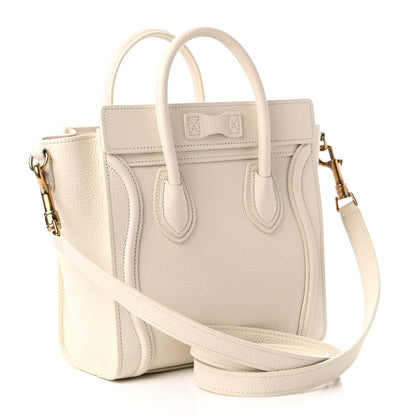 Celine Drummed Calfskin Nano Luggage Ivory 3 of 10